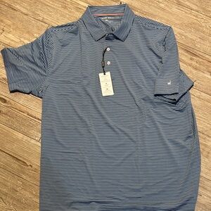 Michel Rouen Blue Striped Polo Shirt NWT